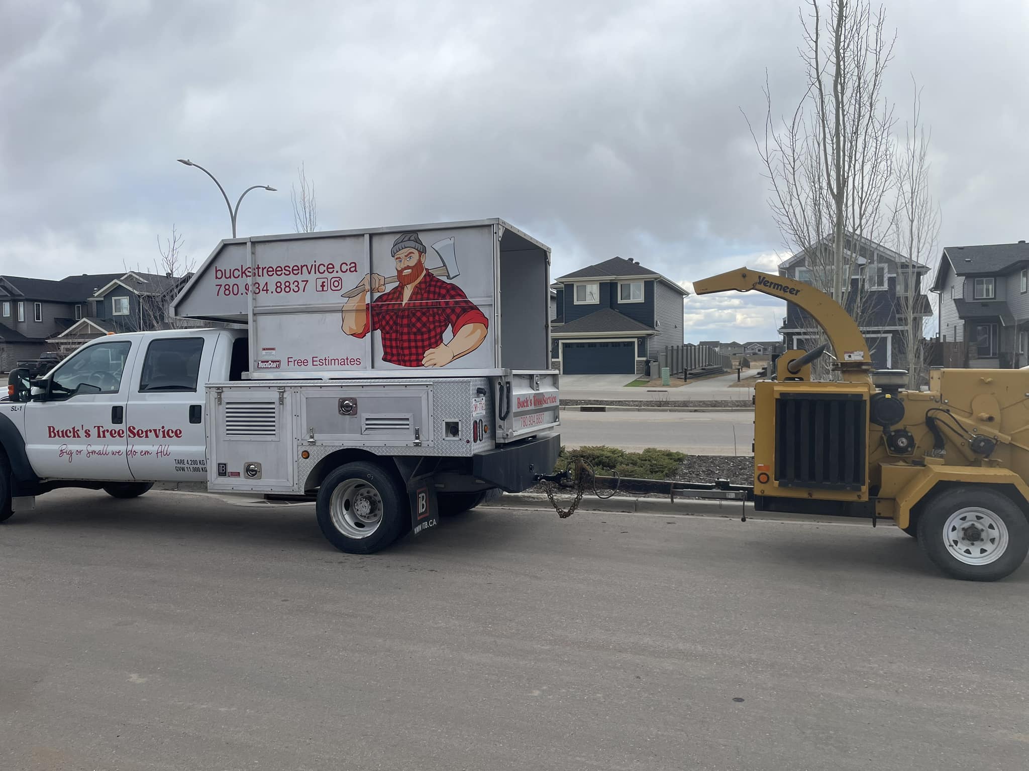 Bucks Tree Service truck sitting on a street