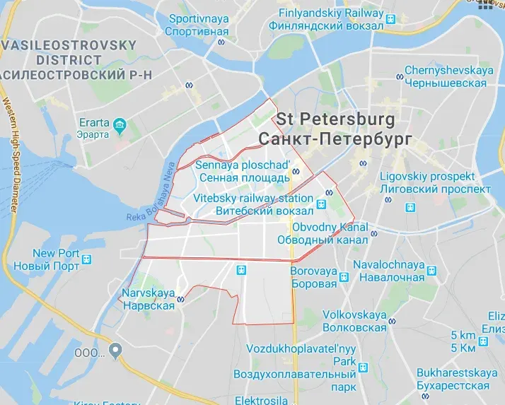 Taxi to Admiralty District in St Petersburg Russia
