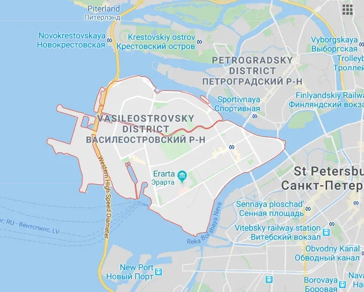 Taxi to Vasilyevsky Island in St Petersburg Russia