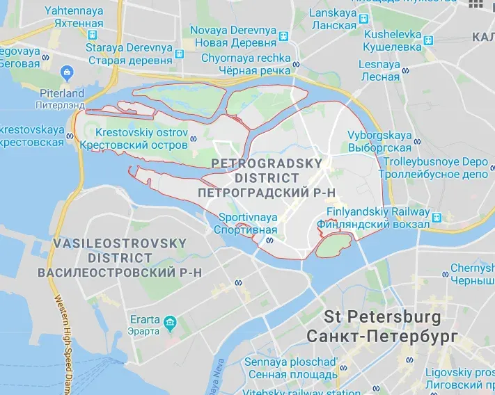 Taxi to Petrogradsky Side District in St Petersburg Russia