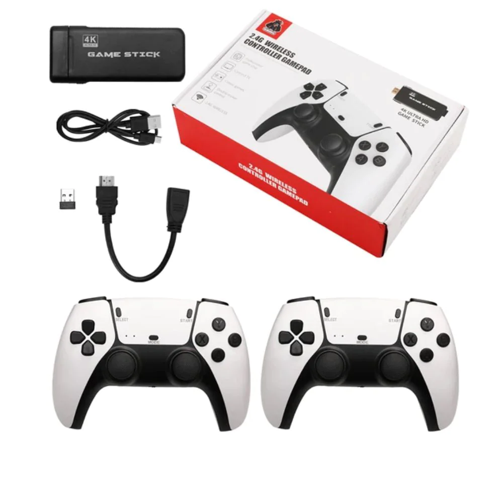Bâtonnet Jeu Rétro LAOSHAN 4K HDMI – +39 000 Jeux, 15 Émulateurs, 2 Manettes Sans Fil, Plug & Play