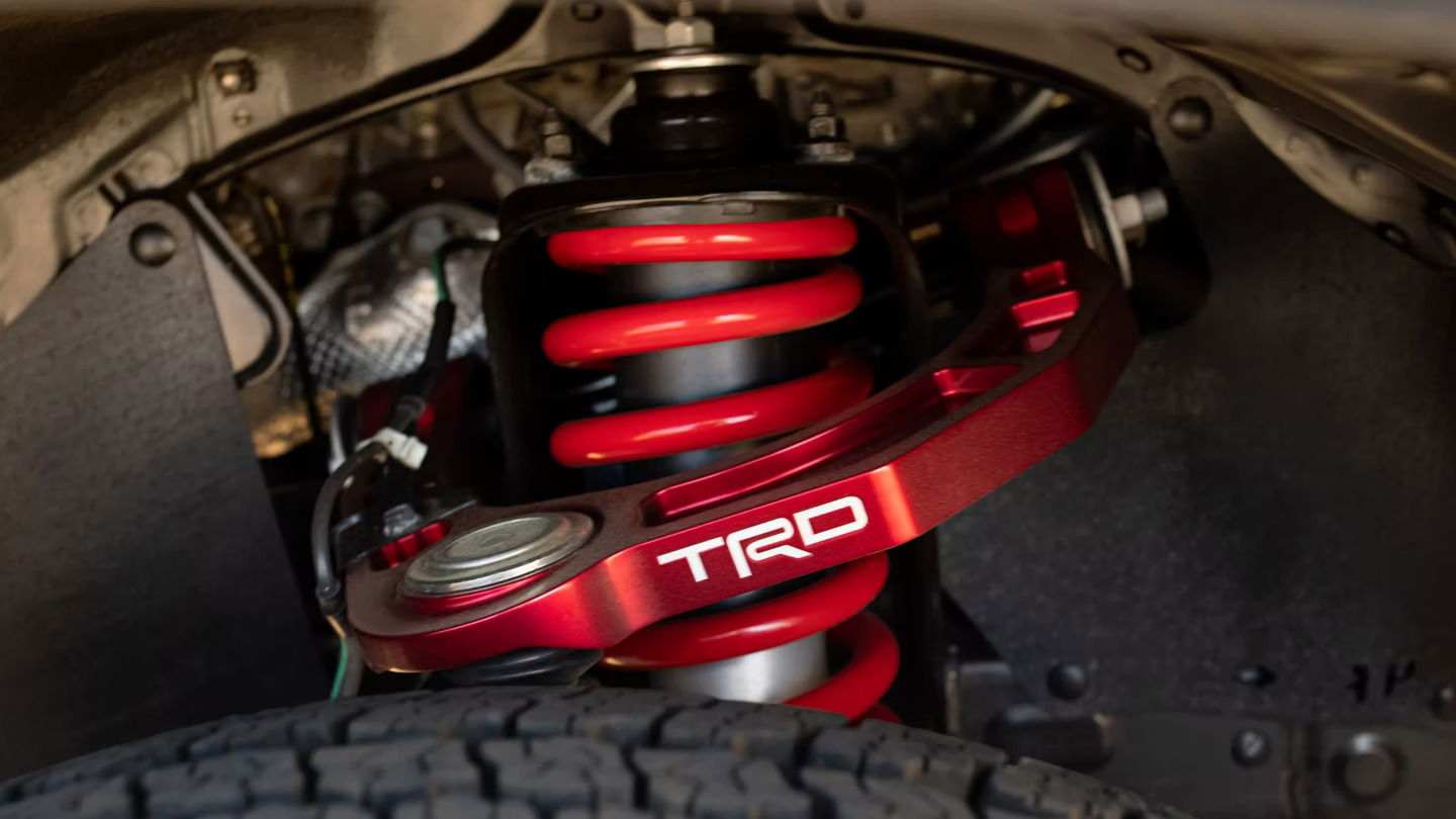 2023 Toyota Tacoma TRD-tuned off-road suspension with FOX shocks.