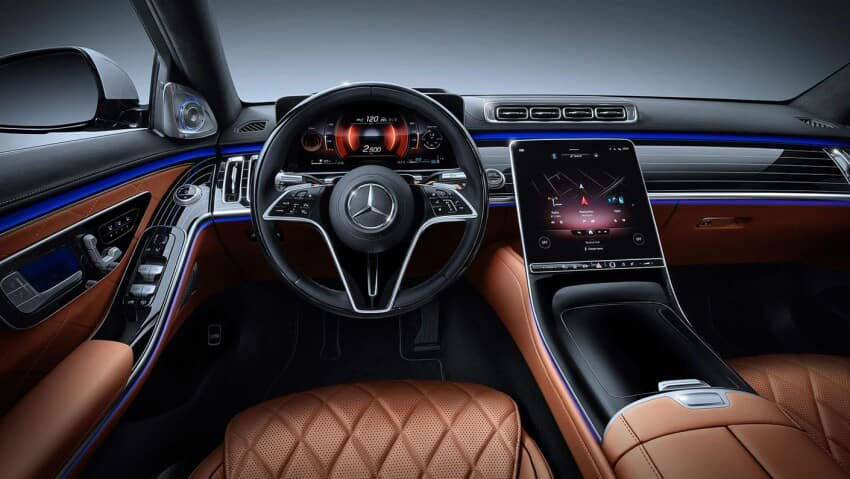 the top ten best car interiors, 2021 Mercedes-Benz S-Class dashboard.