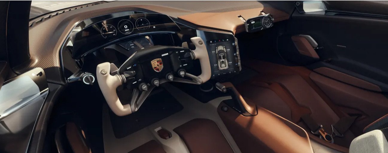 Porsche Mission X high-tech, motorsport-oriented interior.
