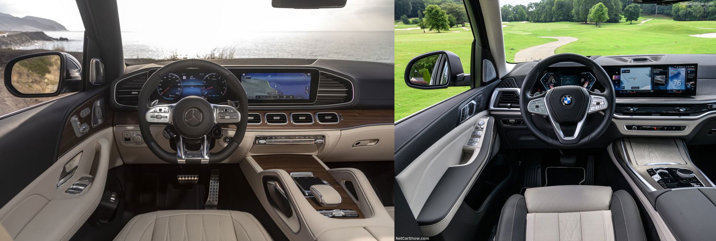 2023 Mercedes-AMG GLS 63 4MATIC+ vs. BMW X7 interior.