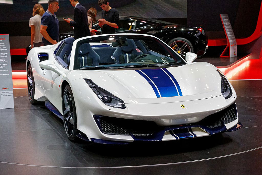 2018 Ferrari_488_Pista_Spider_-_Mondial_de_l'Automobile_de_Paris Thesupermat via Wikimedia.
