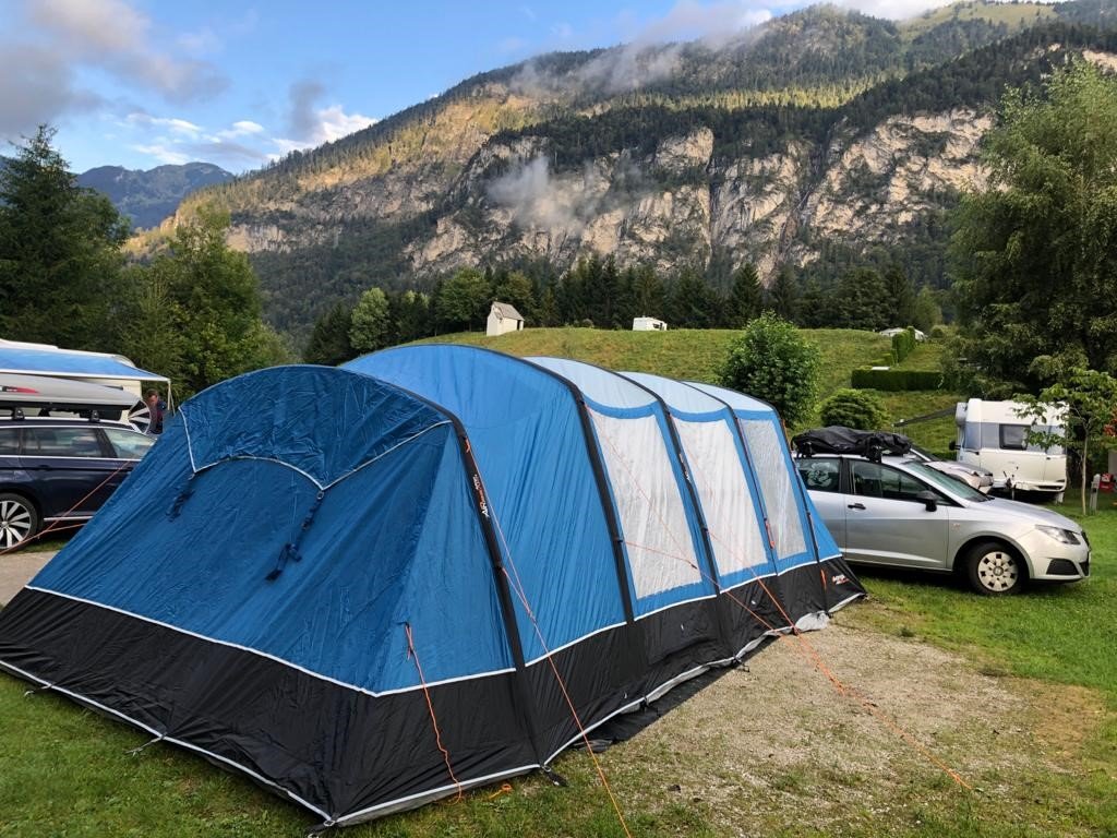 Sleeping overnight at campsites.