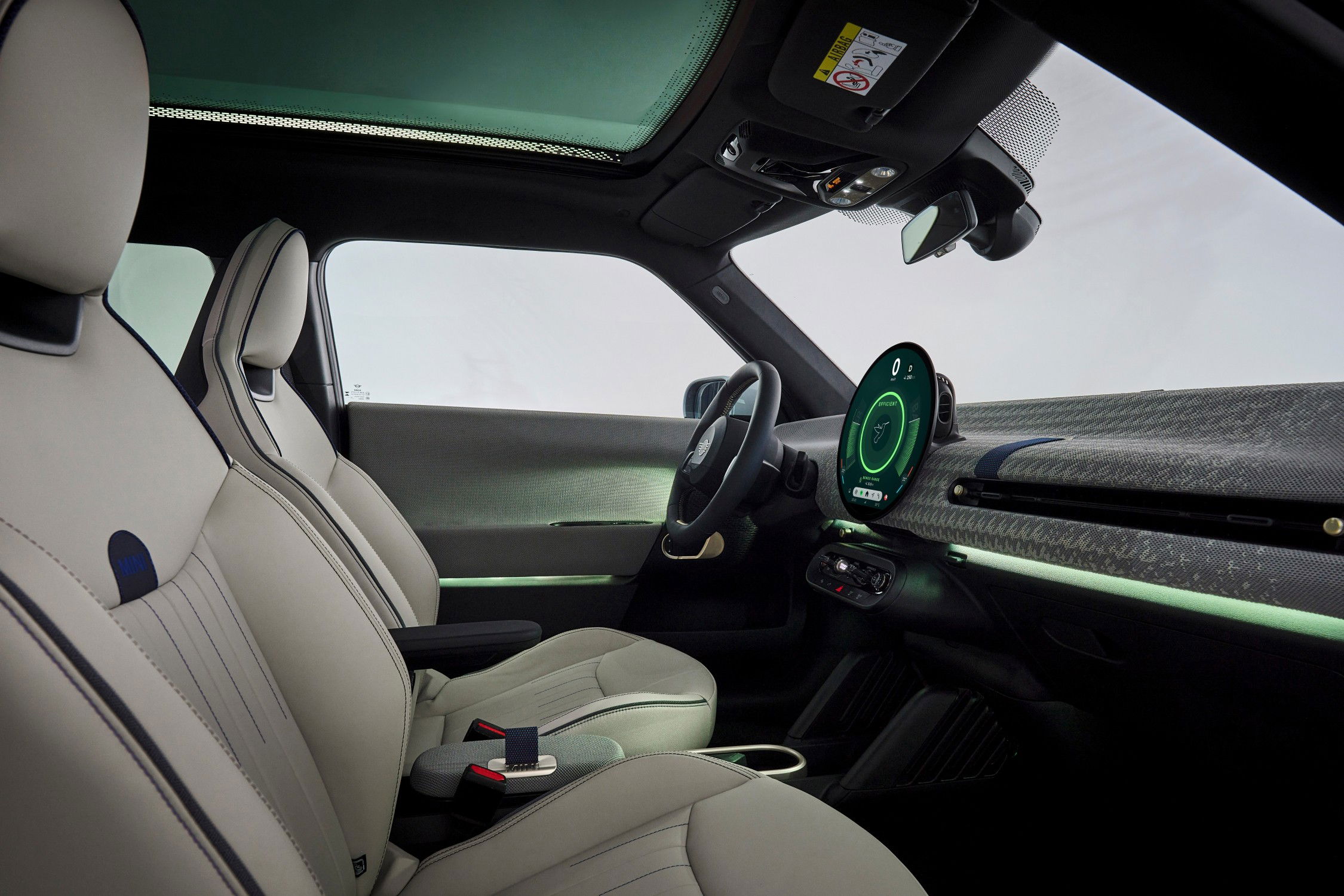 All-electric MINI Cooper front seats.
