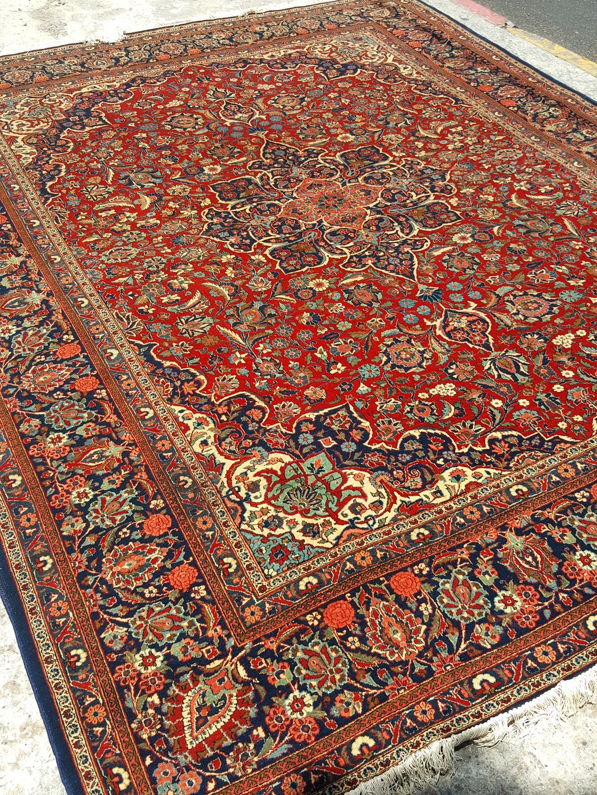 שטיח פרסי עתיק קשאן דביר צמר קורק
