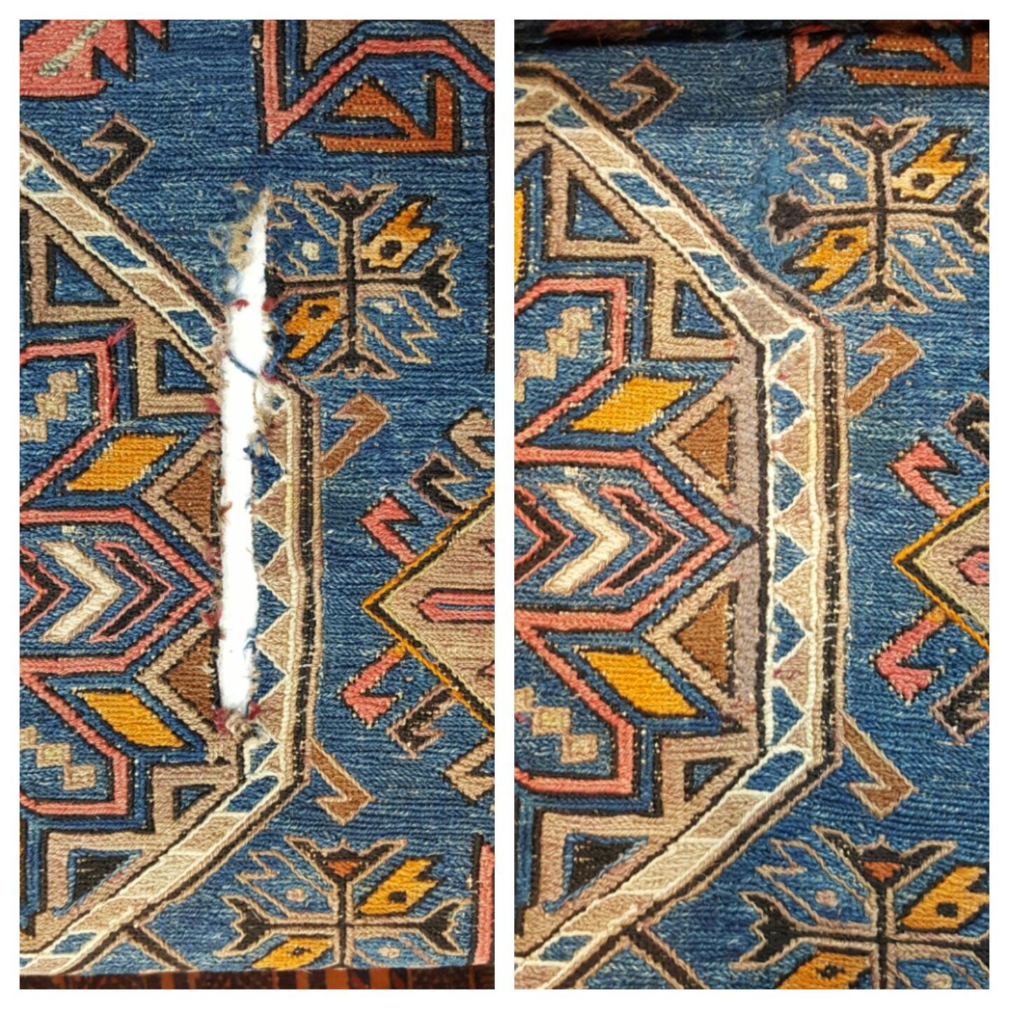 תיקון חור בשטיח תמונה לפני ואחרי