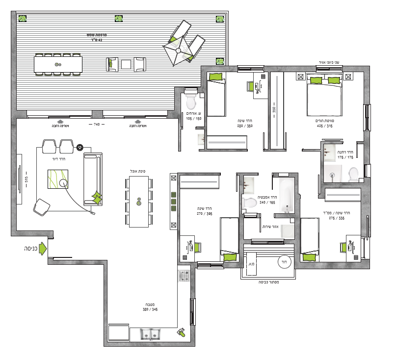 5-room penthouse, "Gindi" project, Karmi Hanadiv, from the contractor to the consumer, 2,870,000 NIS