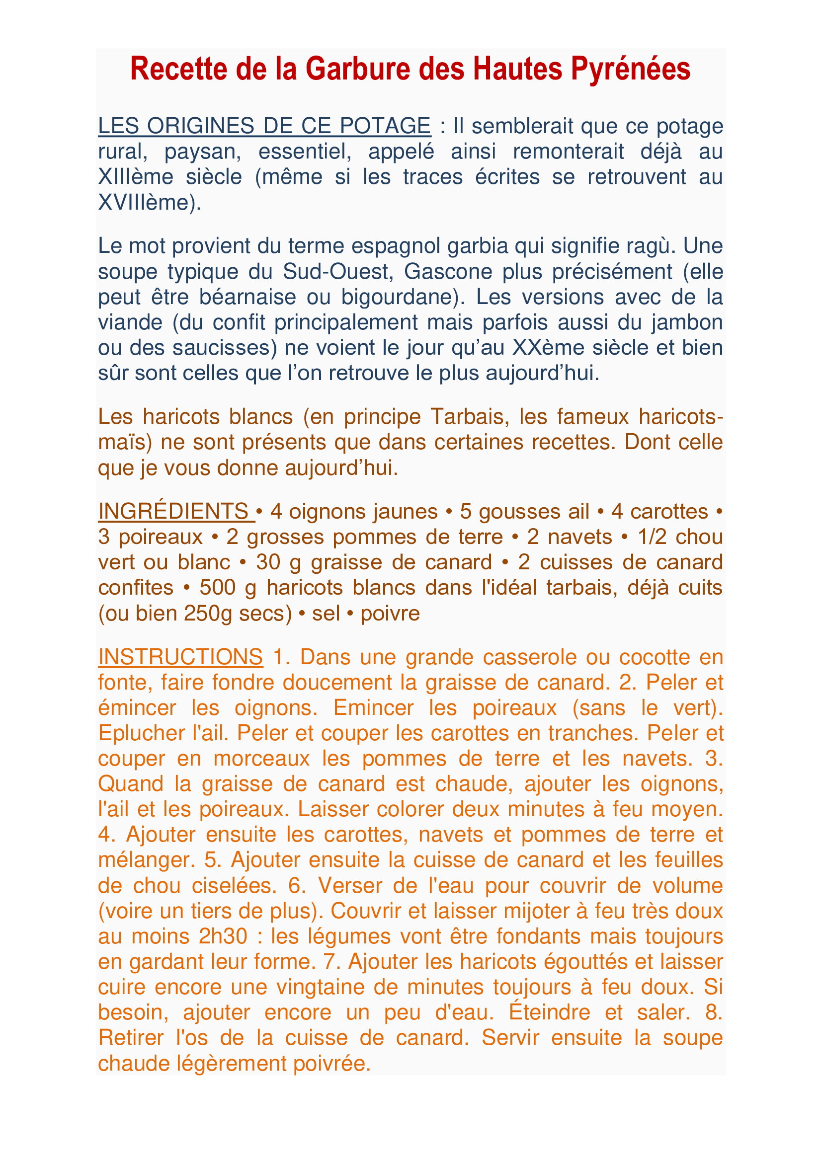 Garbure from the Hautes Pyrénées recipe