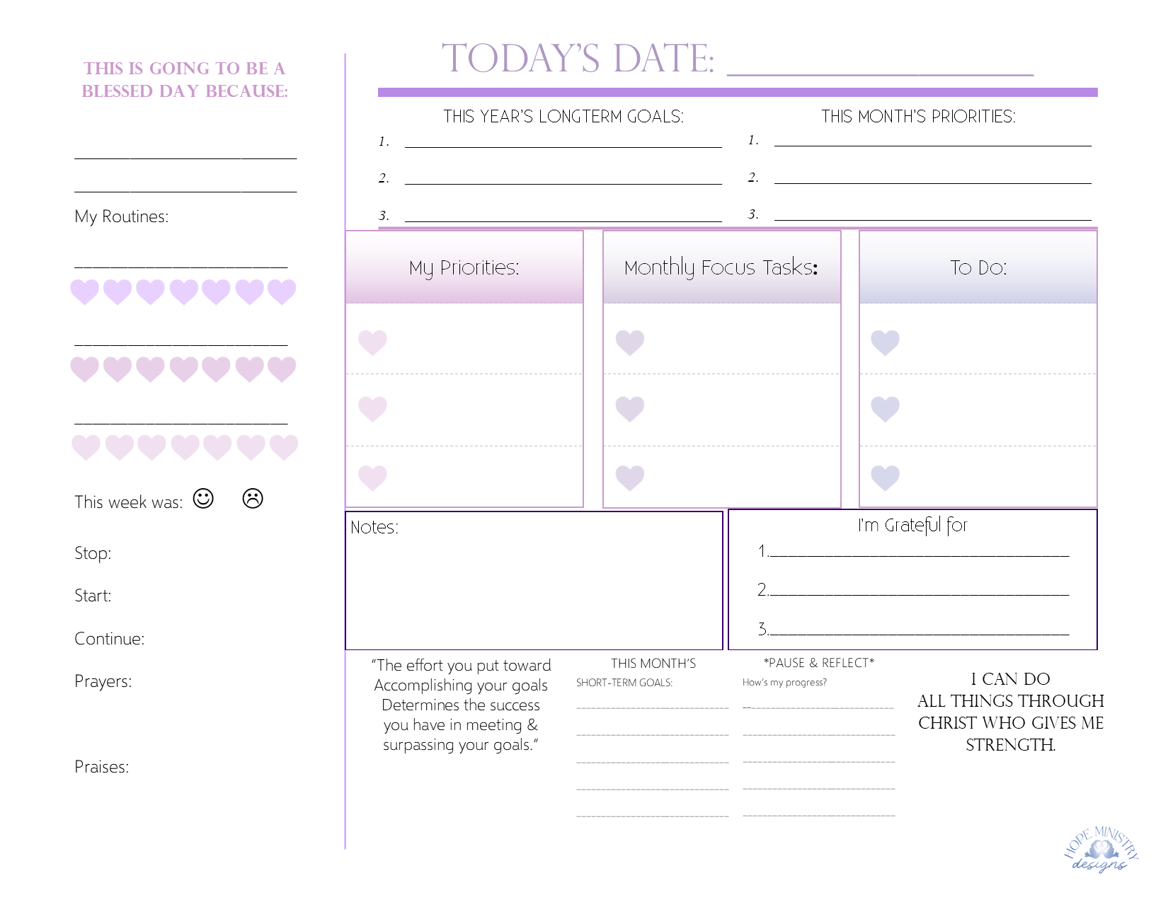 Modern aesthetic goal-tracking daily planner - free download