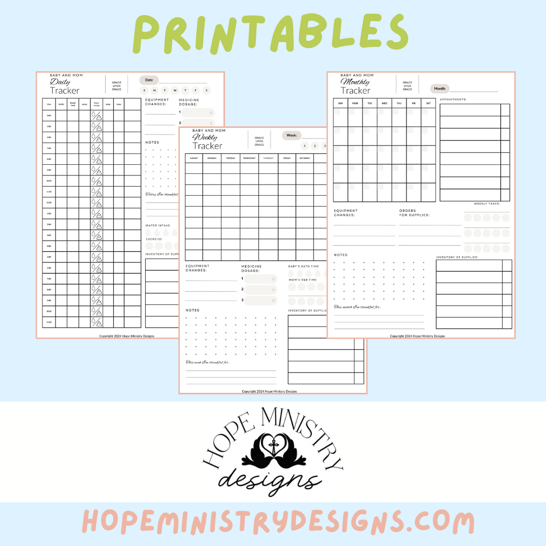 NICU Mom and Dad Baby trackers - free download - printables