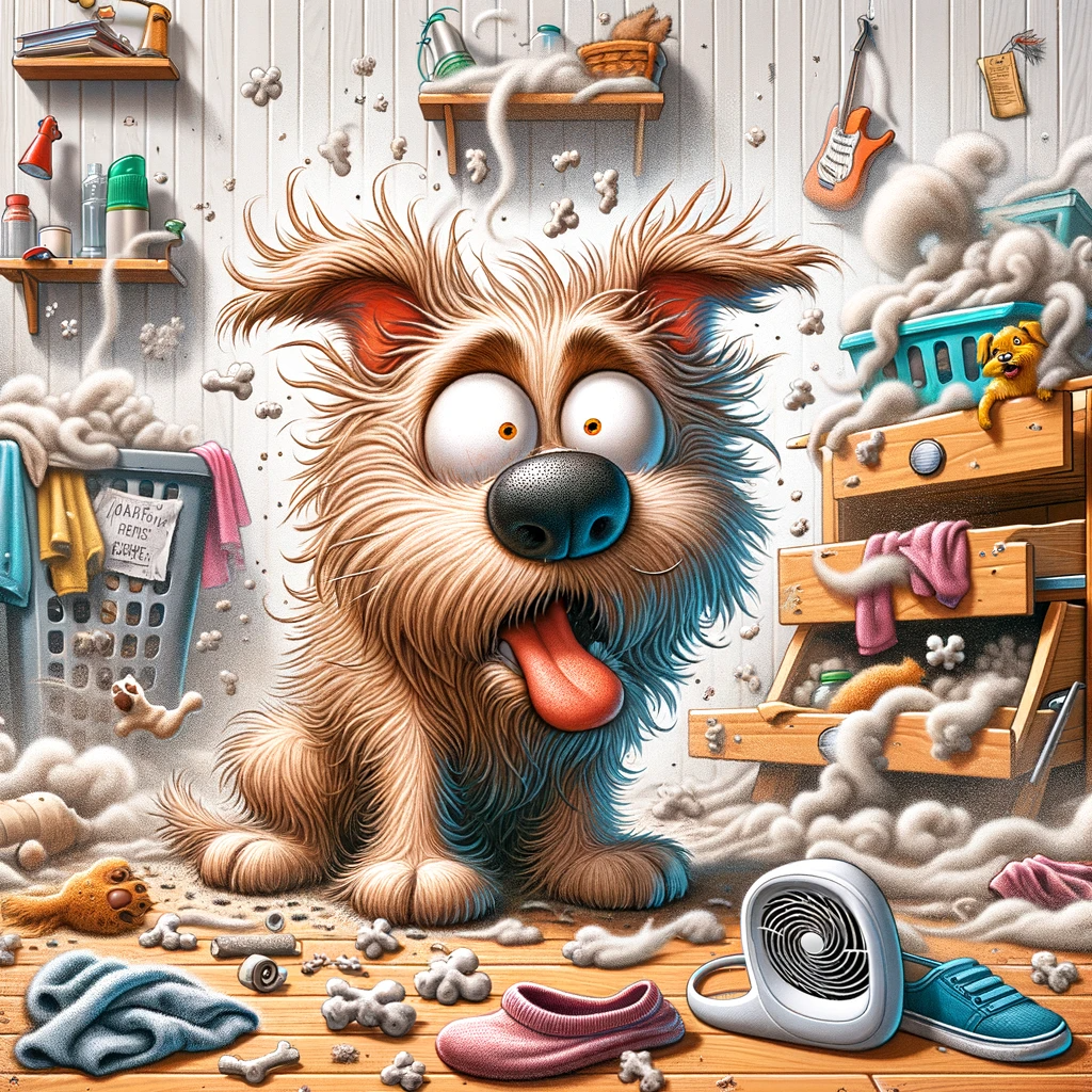 Clumsy dog pet without air purifier illustration