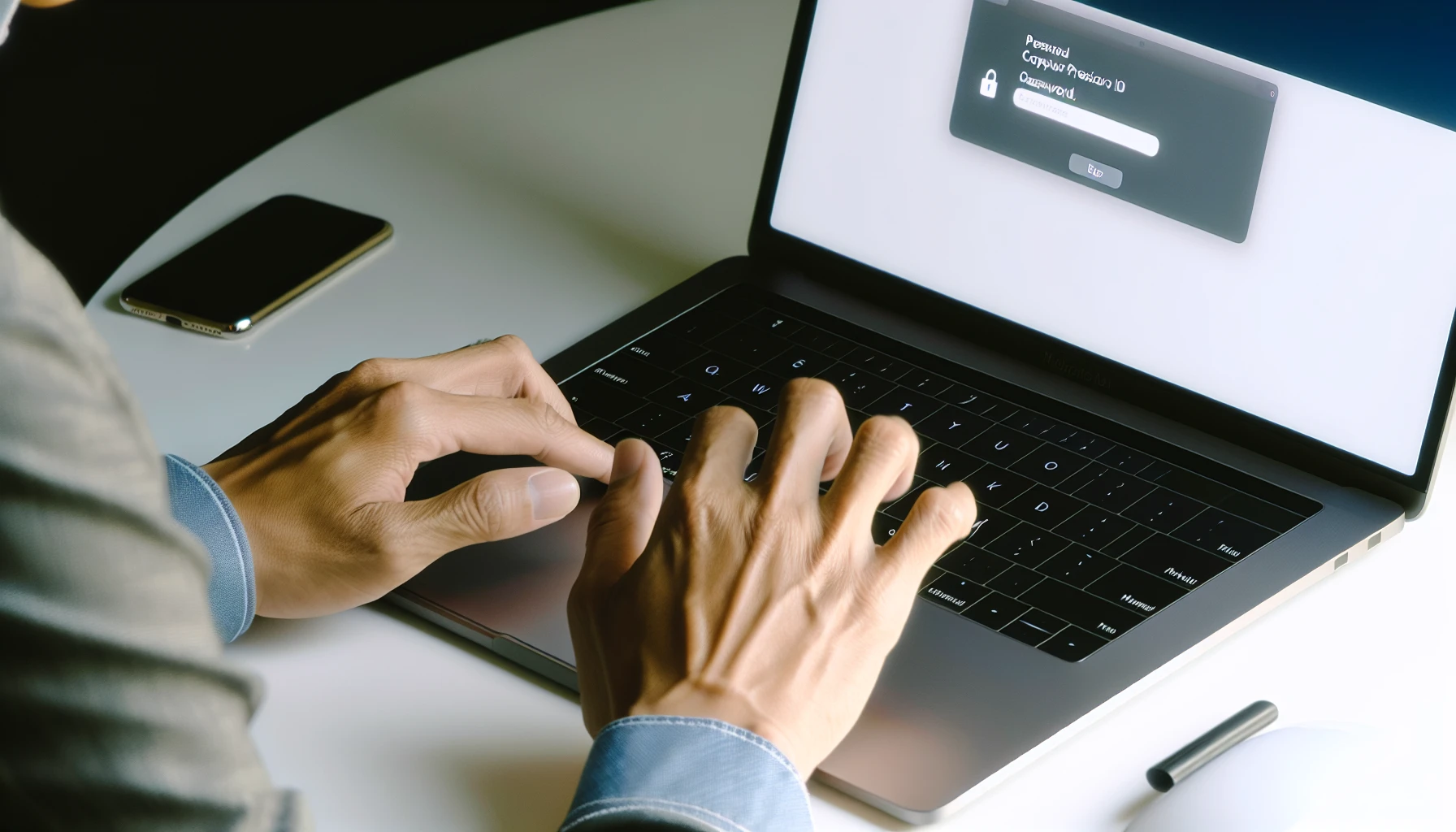 MacBook user updating Apple ID password