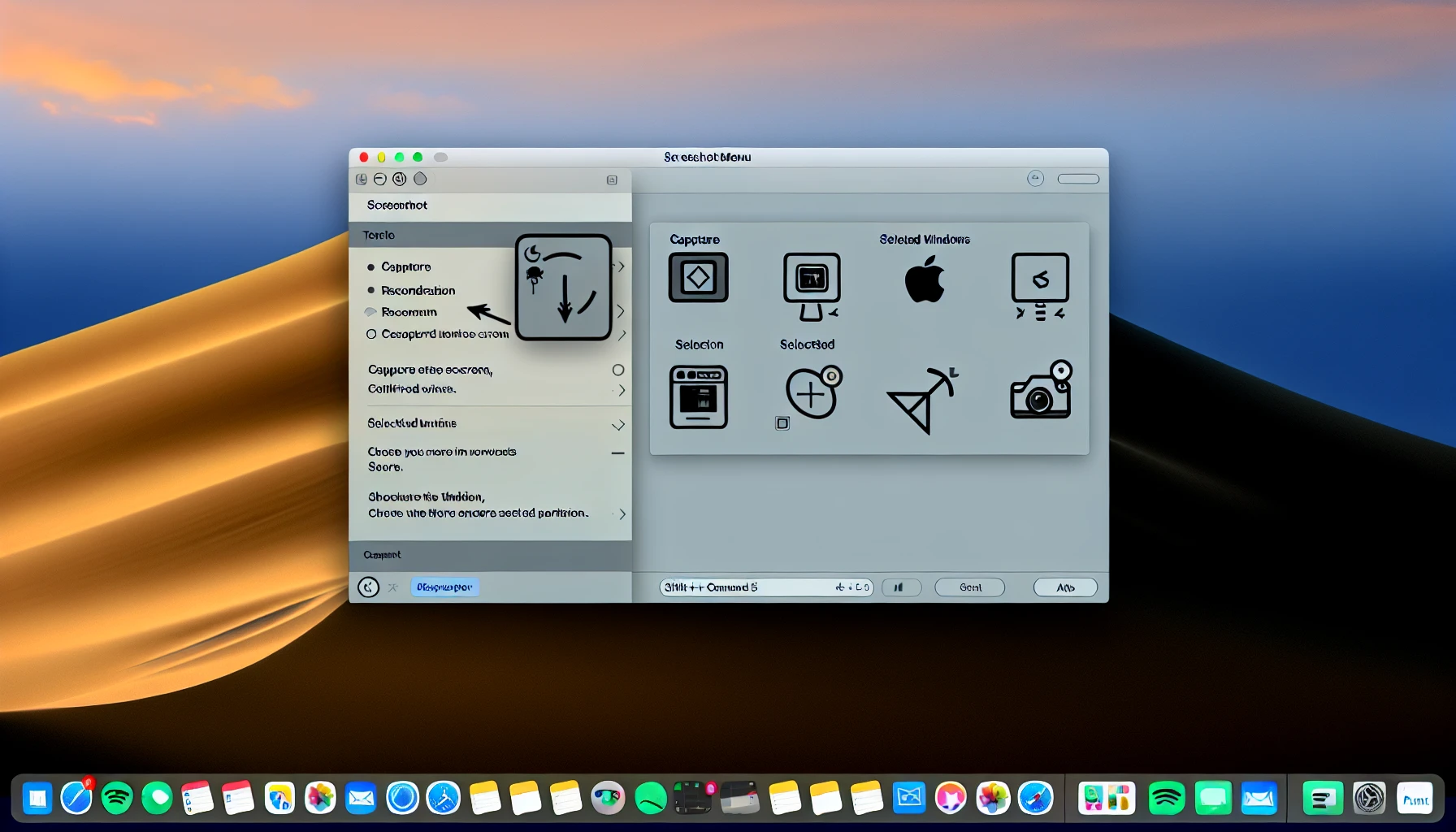 Mac screenshot menu interface