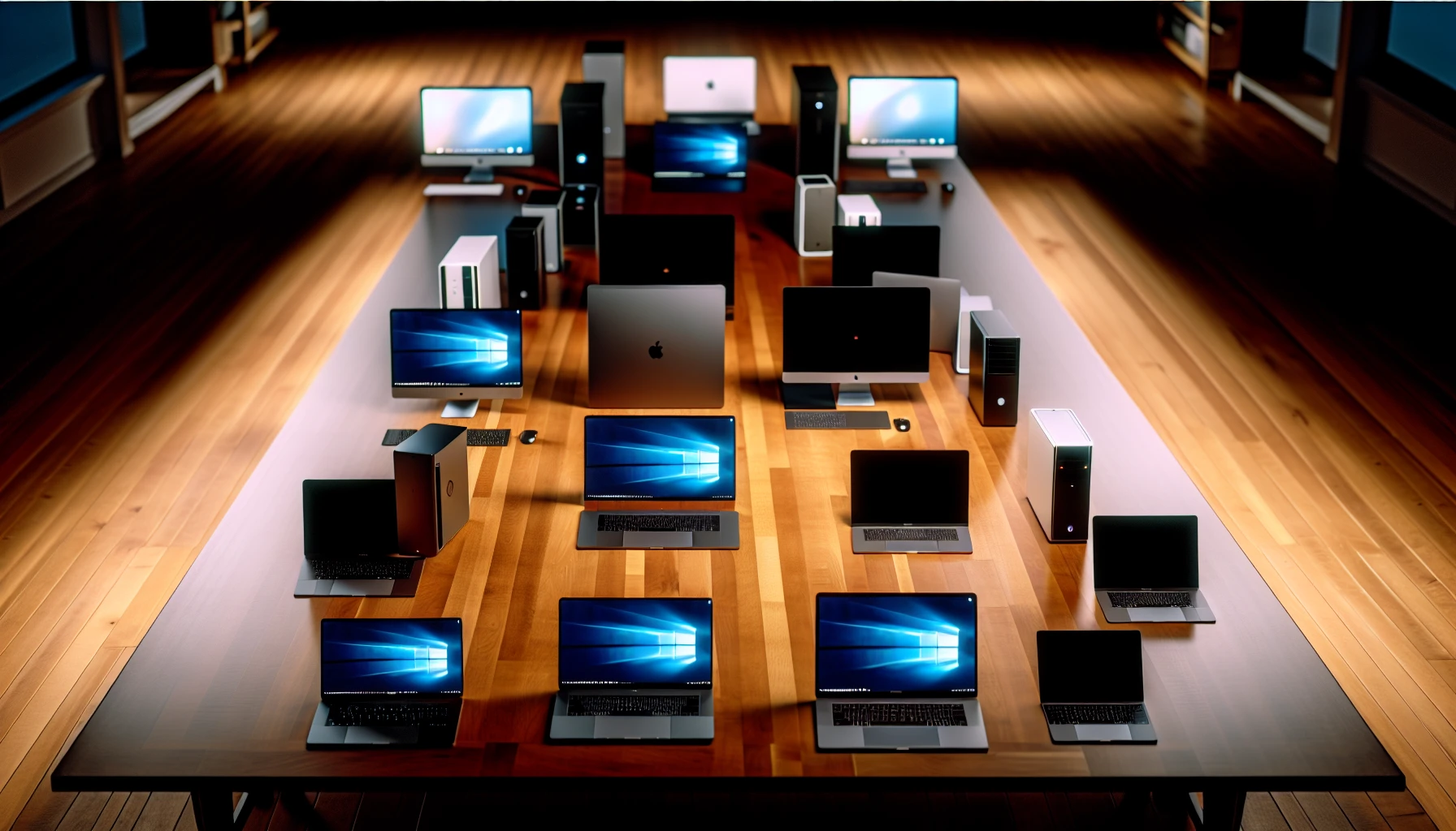A collection of various types of personal computers, including desktops and laptops, representing the meaning of PC for individual use.