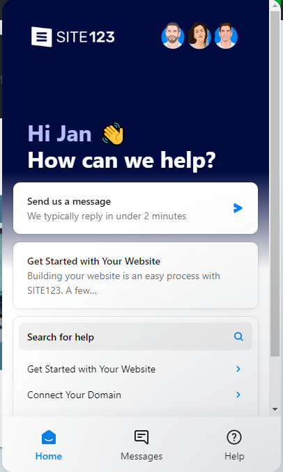 chat vindu på Site123