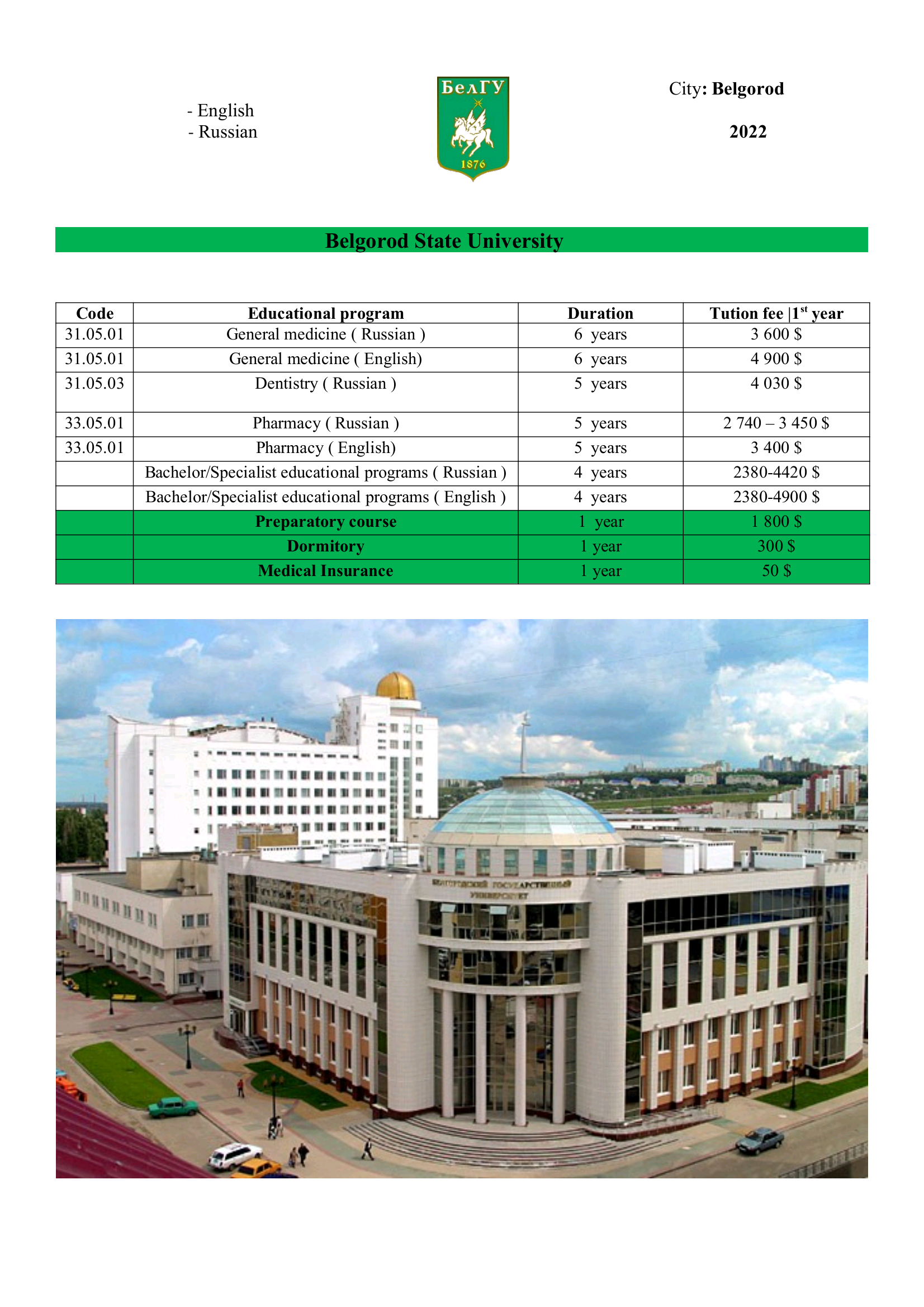 Tihama Office for Employment and Public Services provides its services in 28 universities in Russia. Here are the details of the specializations and universities in Russia.