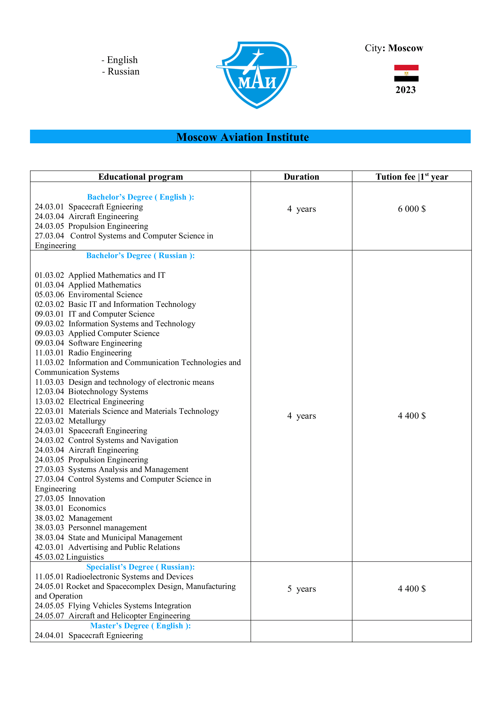 Tihama Office for Employment and Public Services provides its services in 28 universities in Russia. Here are the details of the specializations and universities in Russia.