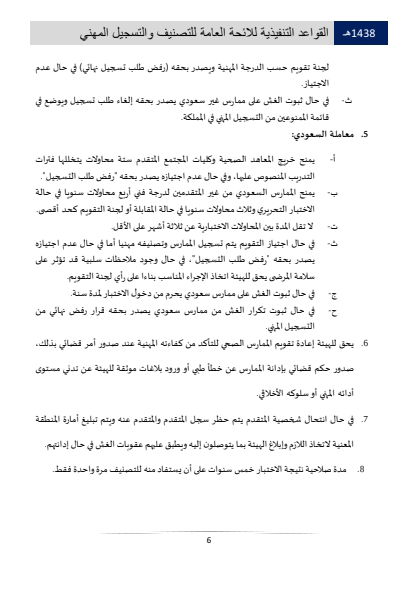 Classification and Professional Registration Levels in the Saudi Health Authority
