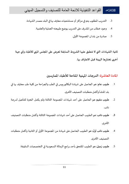 Classification and Professional Registration Levels in the Saudi Health Authority