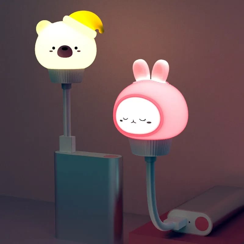 USB LED night light in the shape of a bear, cat and rabbit