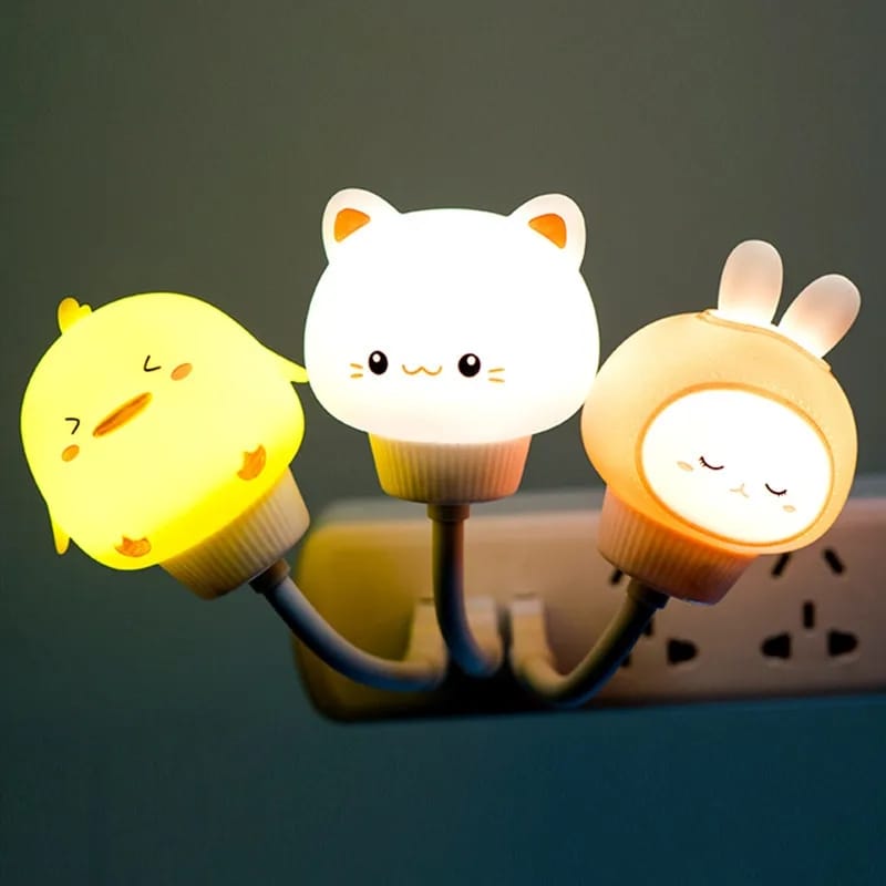 USB LED night light in the shape of a bear, cat and rabbit