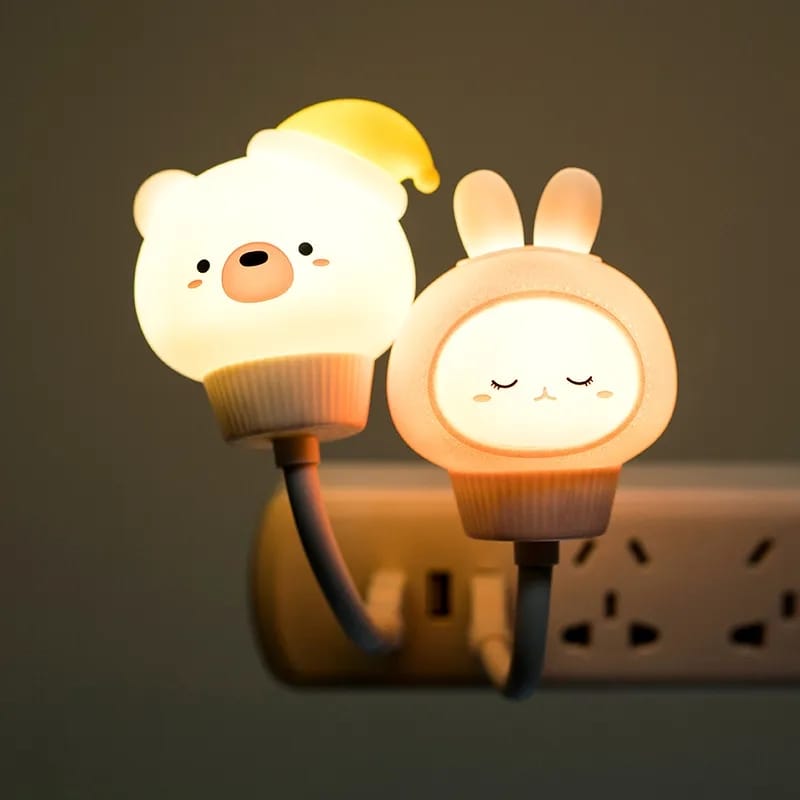 USB LED night light in the shape of a bear, cat and rabbit