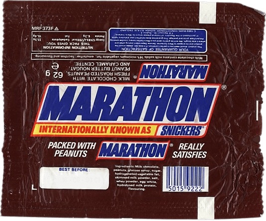 Marathon chocolate bar wrapper from 1990