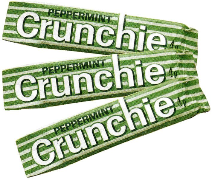 Three Peppermint Crunchie bars in wrappers
