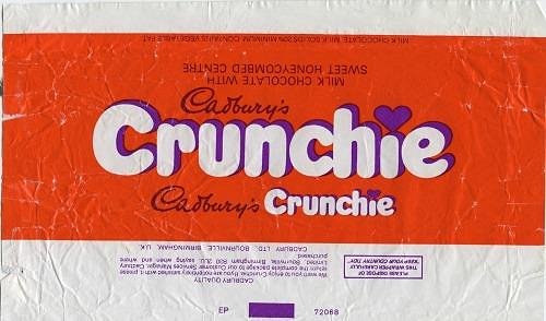 Cadbury Crunchie wrapper, orange and white