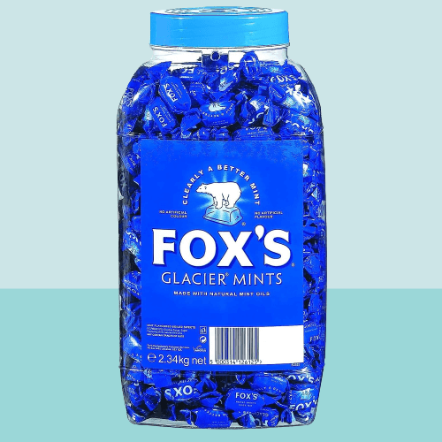 A jar of Fox's Glacier Mints (2023)