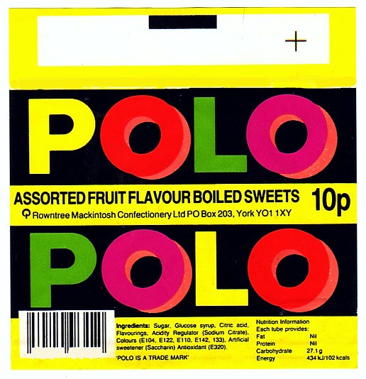 Yellow Polo Fruit wrapper with 10p price