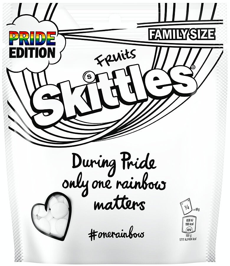 Fruits Skittles Pride Edition (June 2023) with black and white packaging