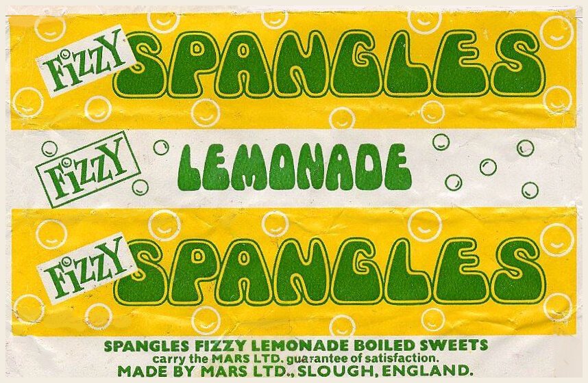 Spangles Fizzy Lemonade - yellow and white wrapper