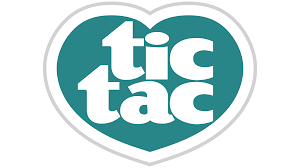 Tic Tac blue-green (turquoise) and white heart shaped logo