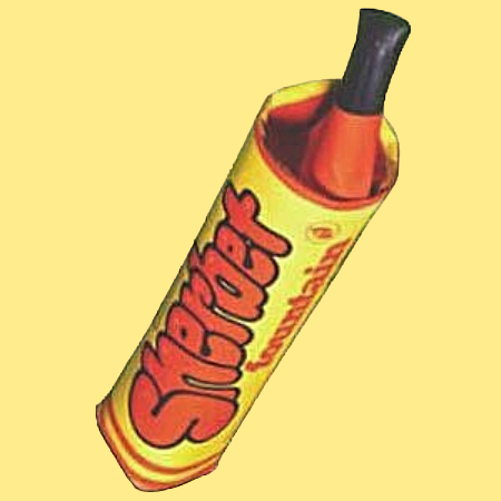 A Barratt Sherbet Fountain from the 1970s with paper tube, black background.