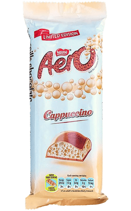 Aero Cappuccino Limited Edition Bar (1996), brown and cream wrapper