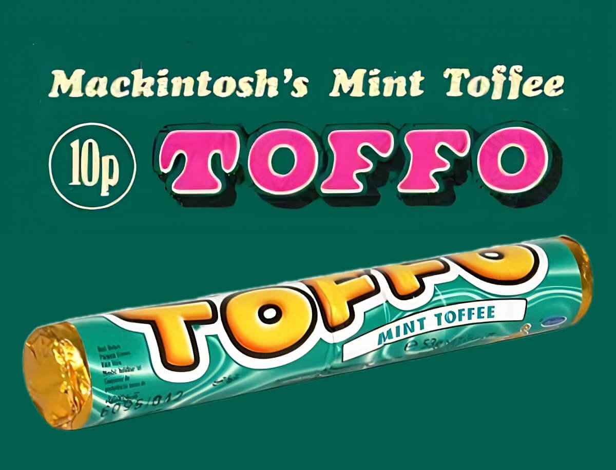 Mackintosh's Mint Toffo wrapper from 1970s and tube from 1990s
