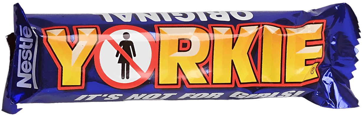 A Yorkie bar from 2002 with controversial Not For Girls logo