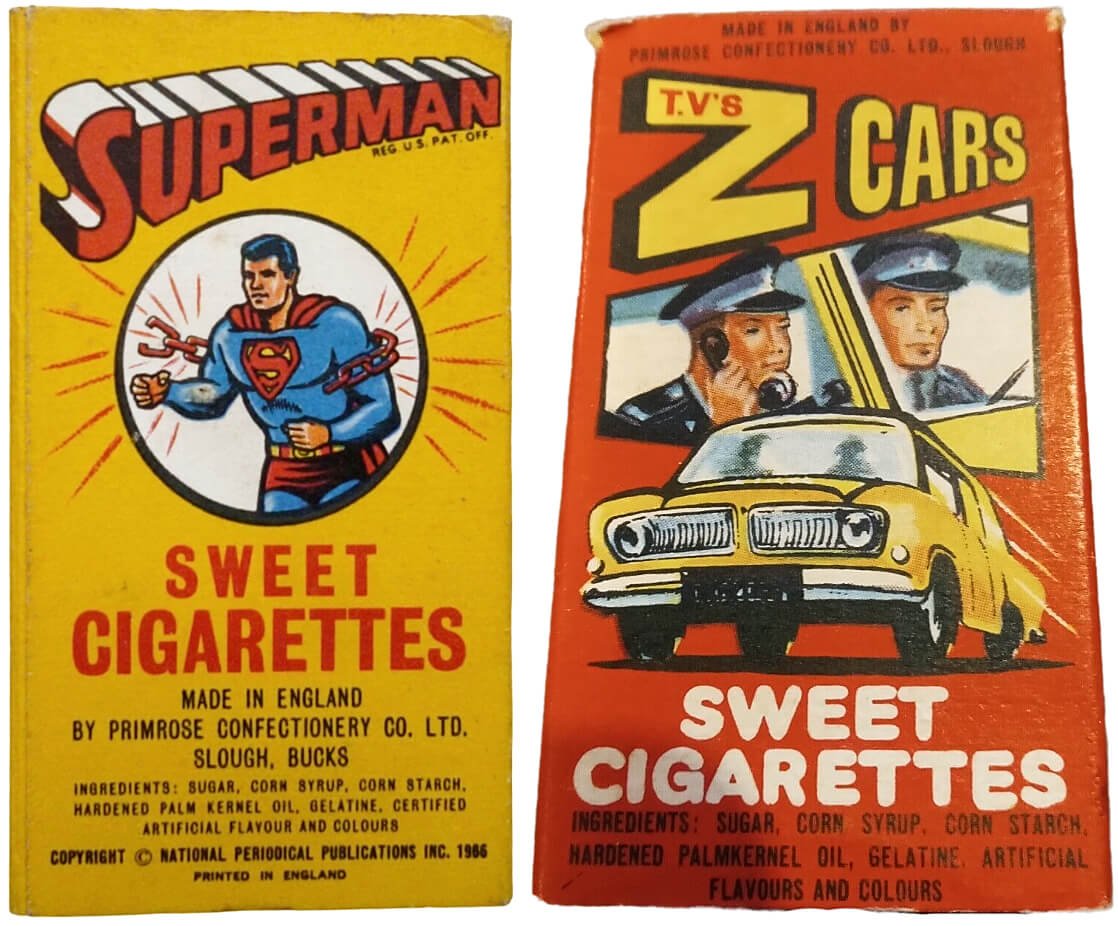 Superman and Z Cars sweet cigarettes