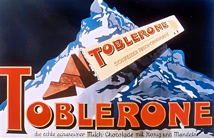 Toblerone advert from the 1920s with logo and Matterhorn