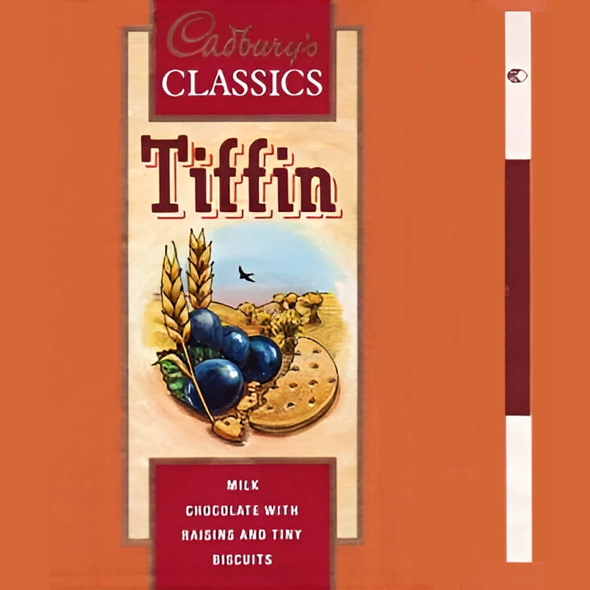 Cadbury's Classics Tiffin chocolate bar wrapper, orange brown (1970s)