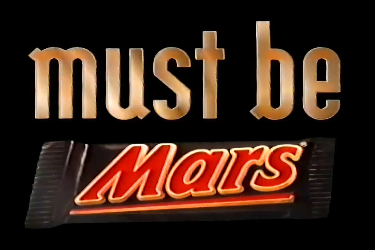 Must Be Mars advert (1998) with Mars bar in wrapper