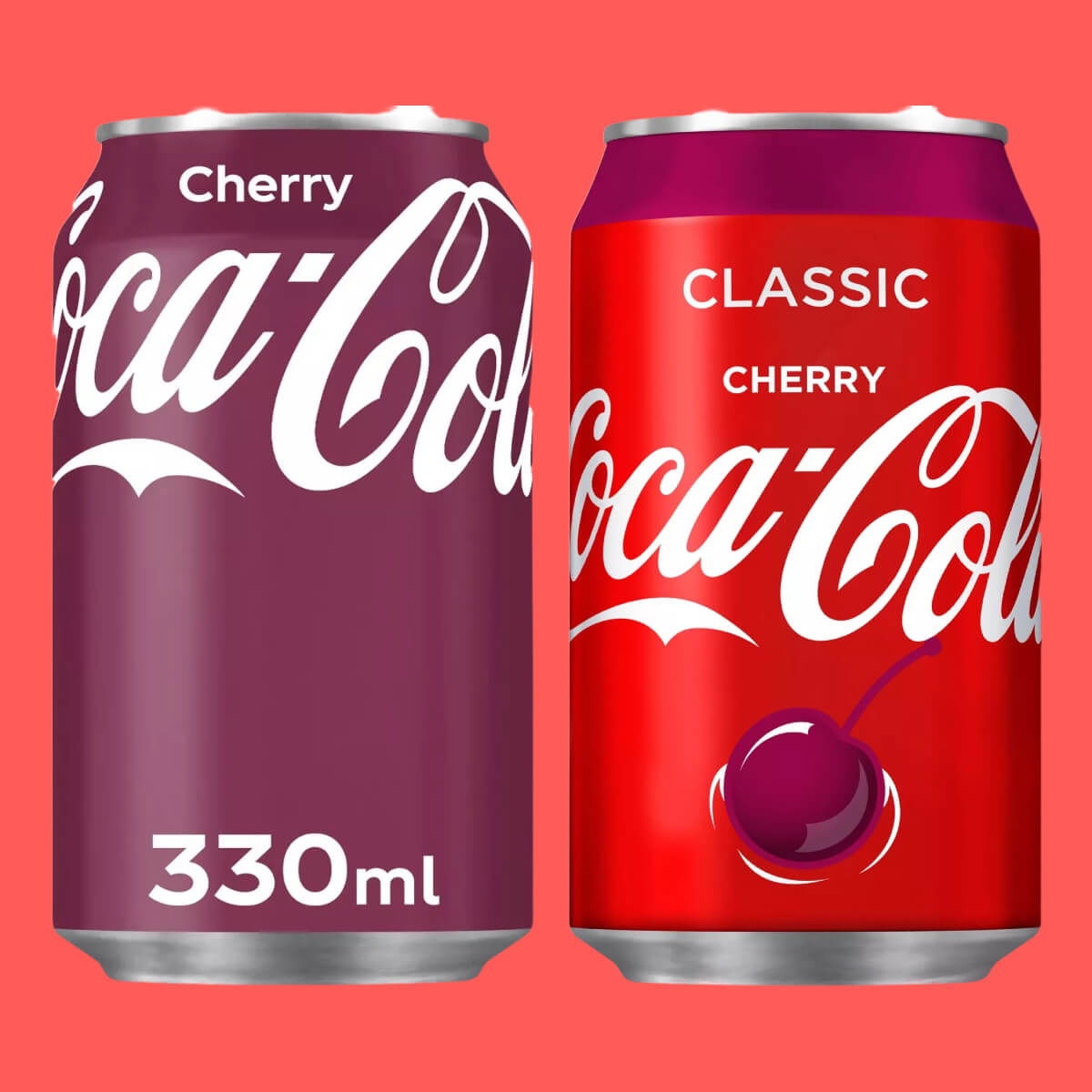 Cherry Coca Cola and Classic Cherry Coke cans from 2024