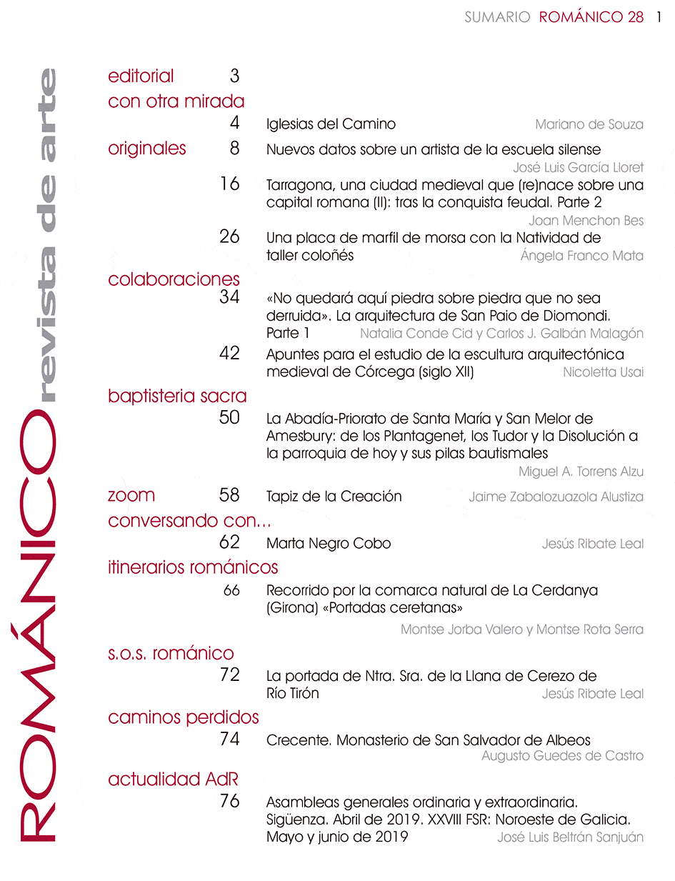 Indice de Contenidos Revista Amigos del Románico Nº28