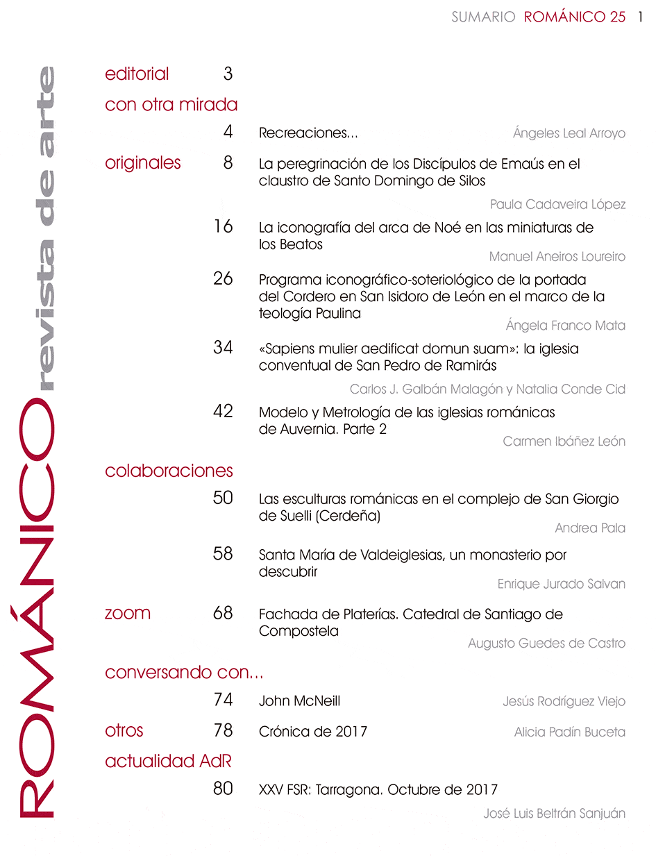 Indice de Contenidos Revista Amigos del Románico Nº25
