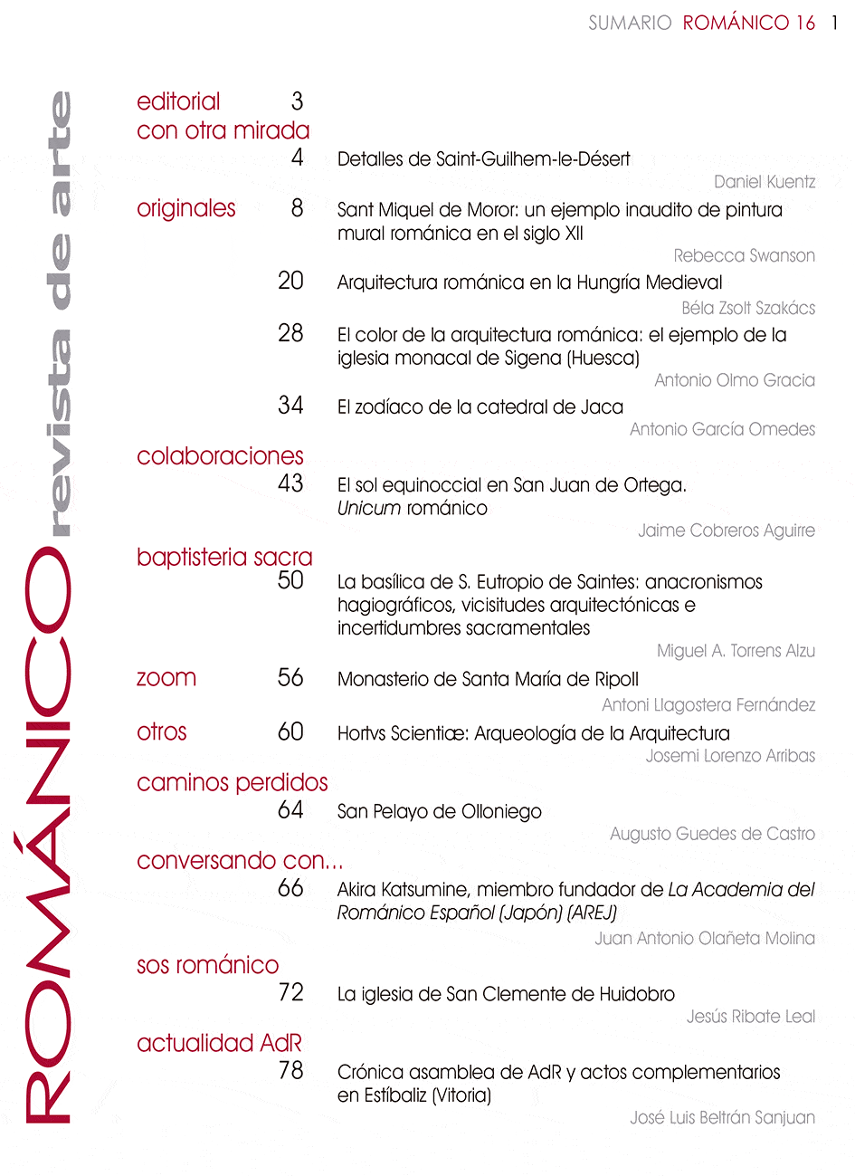 Indice de Contenidos Revista Amigos del Románico Nº16